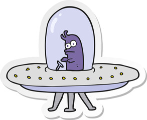 sticker of a cartoon flying saucer