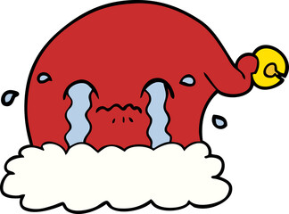 cartoon christmas santa hat crying