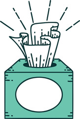 illustration of a traditional tattoo style box of tissues