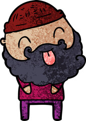 man with beard sticking out tongue