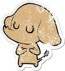 distressed sticker of a cute cartoon elephant