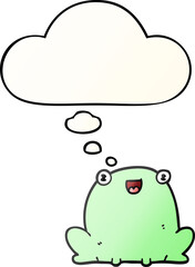 cartoon frog with thought bubble in smooth gradient style