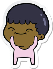 sticker of a cartoon happy boy