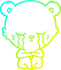 cold gradient line drawing of a crying cartoon polarbear