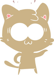 flat color style cartoon surprised cat