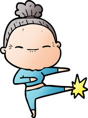 cartoon peaceful old woman