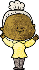 cartoon happy old woman