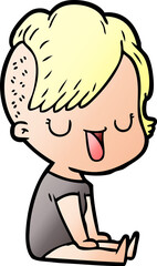 cute cartoon girl with hipster haircut