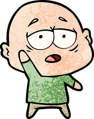 cartoon tired bald man