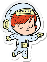 sticker of a cartoon astronaut woman