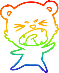 rainbow gradient line drawing of a angry cartoon bear