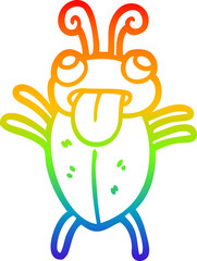 rainbow gradient line drawing of a funny cartoon bug