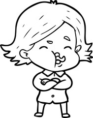 cartoon girl pulling face