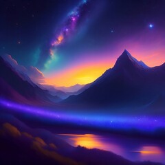 Night Landscape | Galaxy Stars and Moon | Made using Generative AI