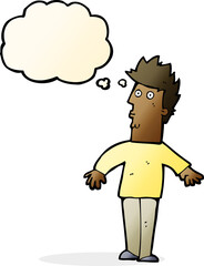cartoon surprised man with thought bubble