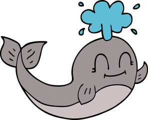 cartoon doodle of a happy whale