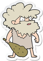 sticker of a cartoon cave man