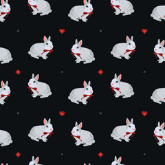 Seamless pattern in the style of Alice in Wonderland