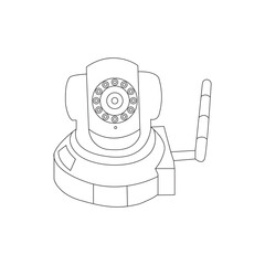 Surveillance cameras cc tv linear icons vector image. Security camera vector image