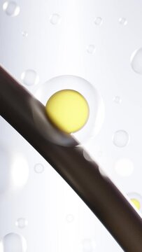 Vertical 3D render illustration of cell on brown hair