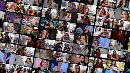 collage with many portraits of different people, straight men and women, homosexual people