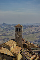View from above of the town of Vigoleno in the province of Piace