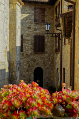 A street in Vigoleno a medieval village in Emilia Romagna.