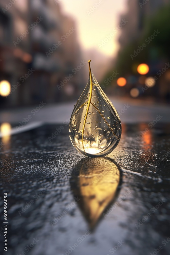 Aufkleber a drop of water sitting on top of a wet surface. generative ai image.