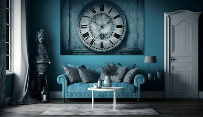 Minimalist Interior of modern living room 3D rendering, generative ai