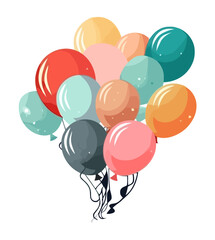 Flying multi colored helium balloons