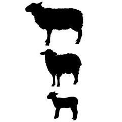 羊のシエルエットのイラスト素材セット　ベクター