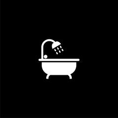 Classic shower bathtub icon isolated on black background 