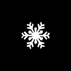 Snowflake icon isolated on black background.