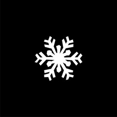 Snowflake icon isolated on black background.