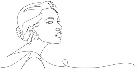 Women’s day line art style vector illustration. Line art vector illustration of beauty woman face
