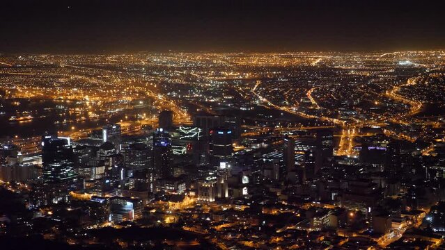 Cape Town panorama at night, South Africa.