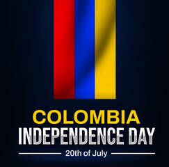 Colombia Independence Day wallpaper with waving flag upside down along with typography