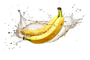 stock photo of water splash with sliced banana isolated Food Photography