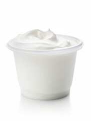 Plain white yogurt cup isolated on white. 