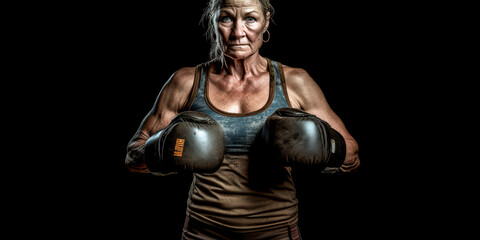 Fototapeta na wymiar tenacious female boxing coach, woman in profession, Generative AI