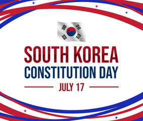 South Korea Constition Day wallpaper with waving flag and typography design under it.