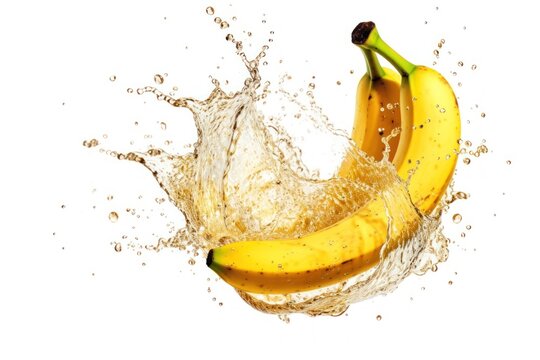 stock photo of water splash with sliced banana isolated Food Photography