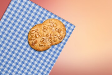 Tasty sweet homemade cookies on desk