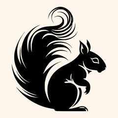 Squirrel vector for logo or icon, drawing Elegant minimalist style,abstract style Illustration