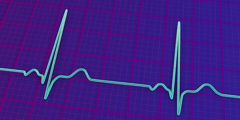 Naklejka premium A normal electrocardiogram, 3D illustration displaying the electrical activity of the heart in a healthy individual,