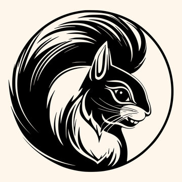 Squirrel vector for logo or icon, drawing Elegant minimalist style,abstract style Illustration