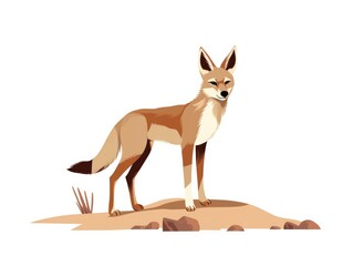 Coyote in Cartoon Style on white background - generative AI