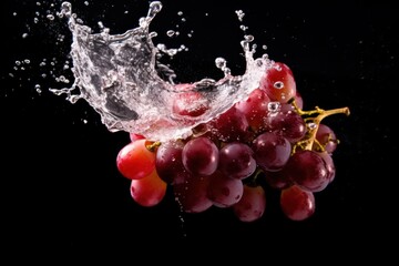 stock photo of water splash with sliced grape isolated Food Photography