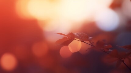 Blur red leaves with bokeh abstract background, Generative AI
