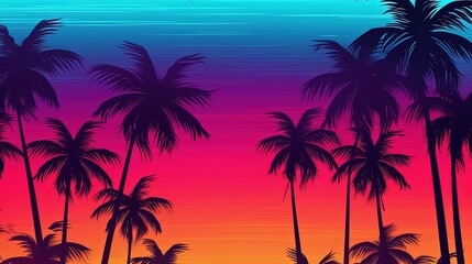 Fototapeta na wymiar Colorful palm background. Illustration AI Generative.